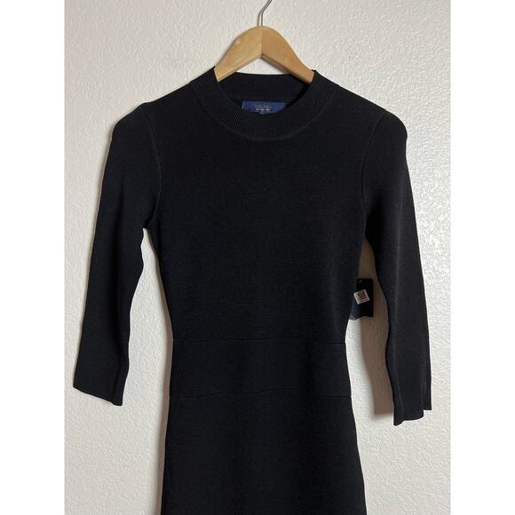 Rachel Roy Black Long Sleeve Open Back  Knit Ribbed Long Sleeve Sheath Dress S - Picture 8 of 9